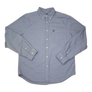 American Eagle Outfitters Mens Classic Fit Gray Button-Down Shirt L 100% Cotton